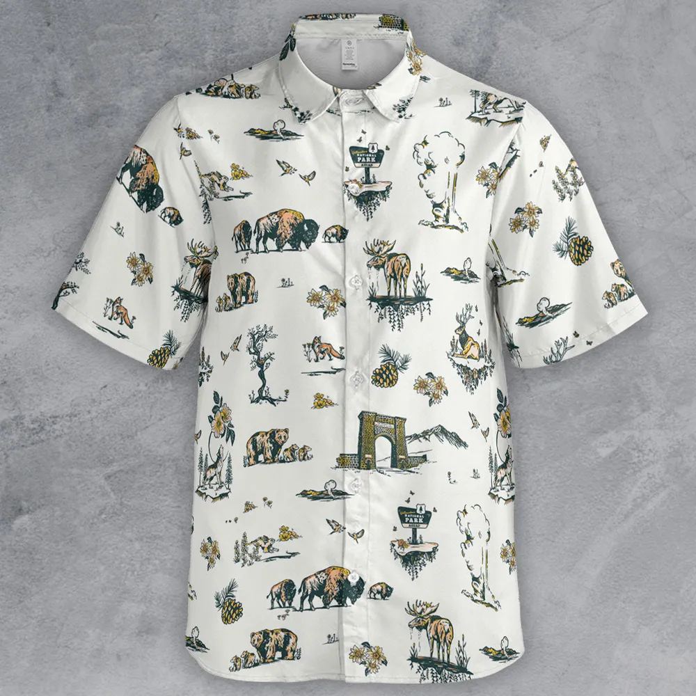 Yellowstone National Park Pattern Button Down Shirt - 2
