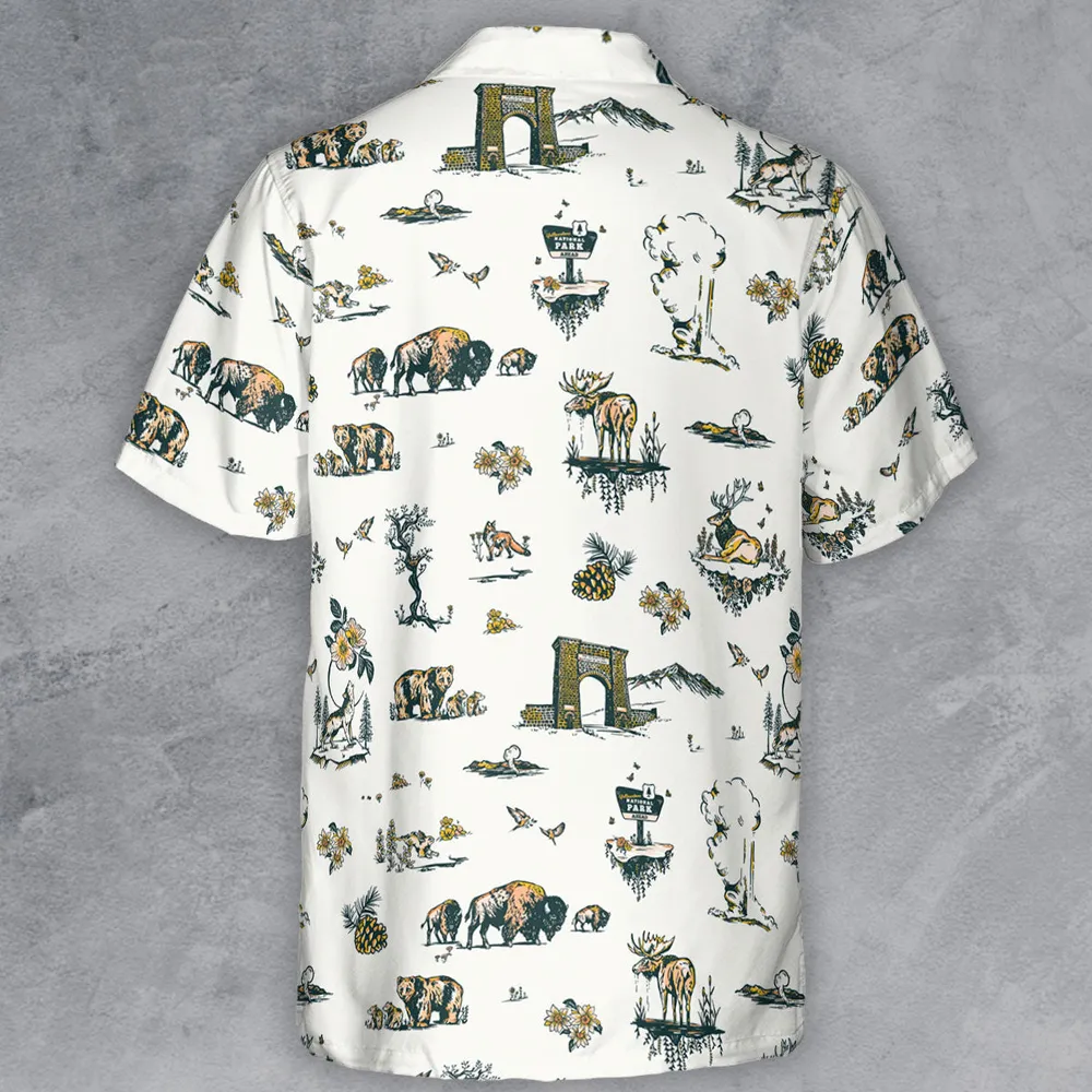 Yellowstone National Park Pattern Button Down Shirt - 3