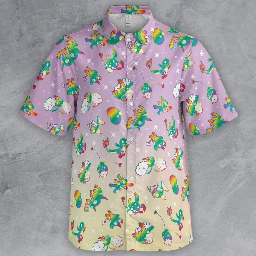 Rainbow Pokemon Pattern Button Down Shirt - 2