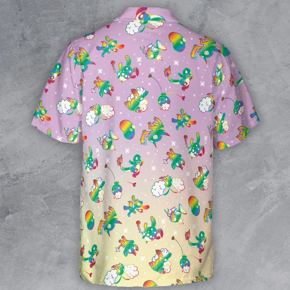 Rainbow Pokemon Pattern Button Down Shirt - 3