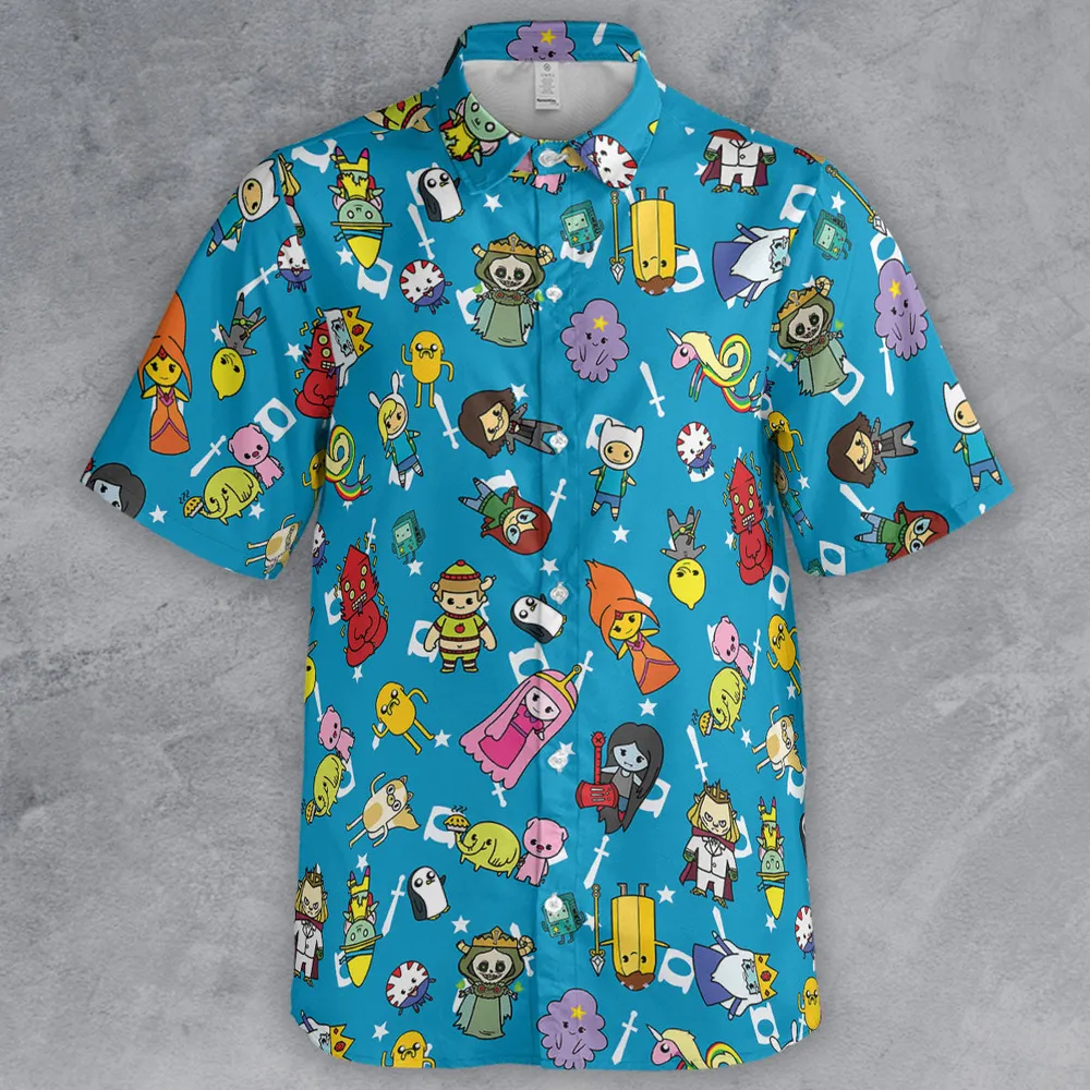 Adventure Time Characters Doodle Button Down Shirt - 2