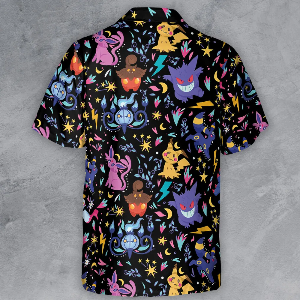 Ghost Buddies Cottagecore Pokemon Patterns Button Down Shirt - 3