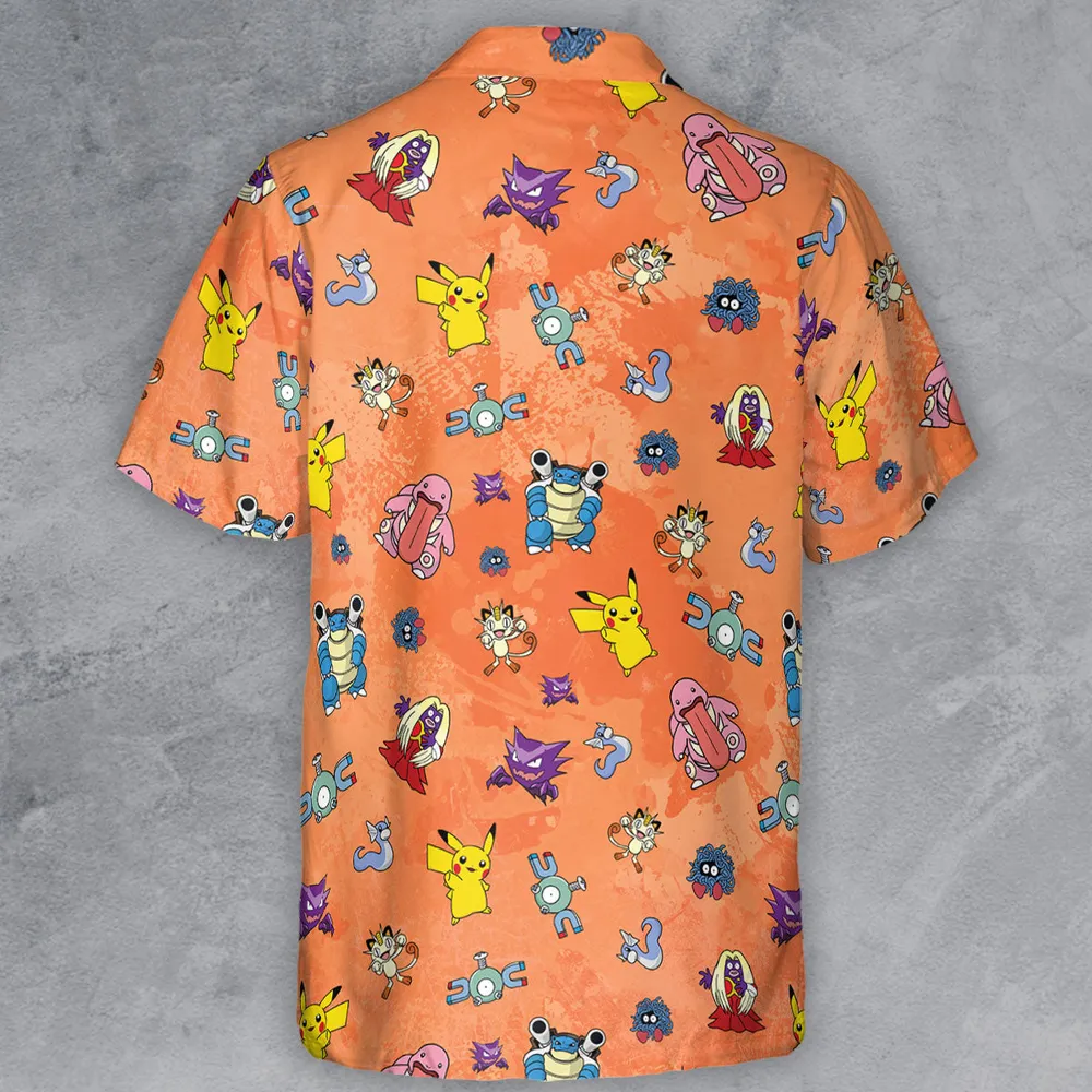 Pokemon Character Scatter Button Down Shirt - 3