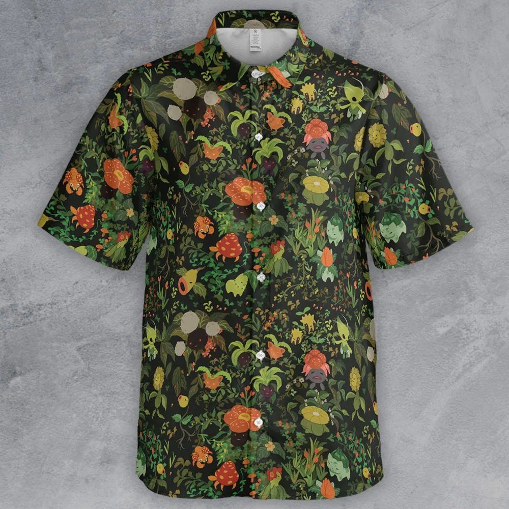 Grass Pokemon Patterns Button Down Shirt - 2
