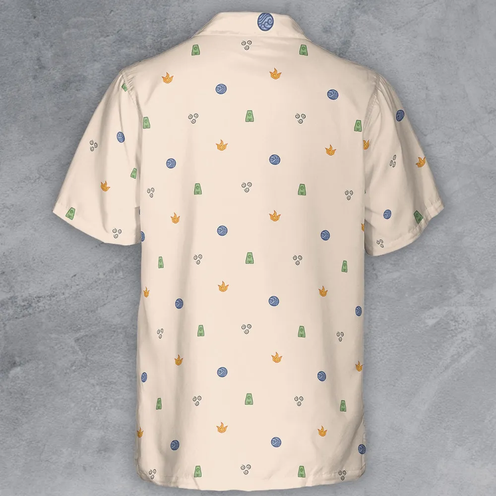 Avatar The Last Airbender Four Elements Pattern Button Down Shirt - 3