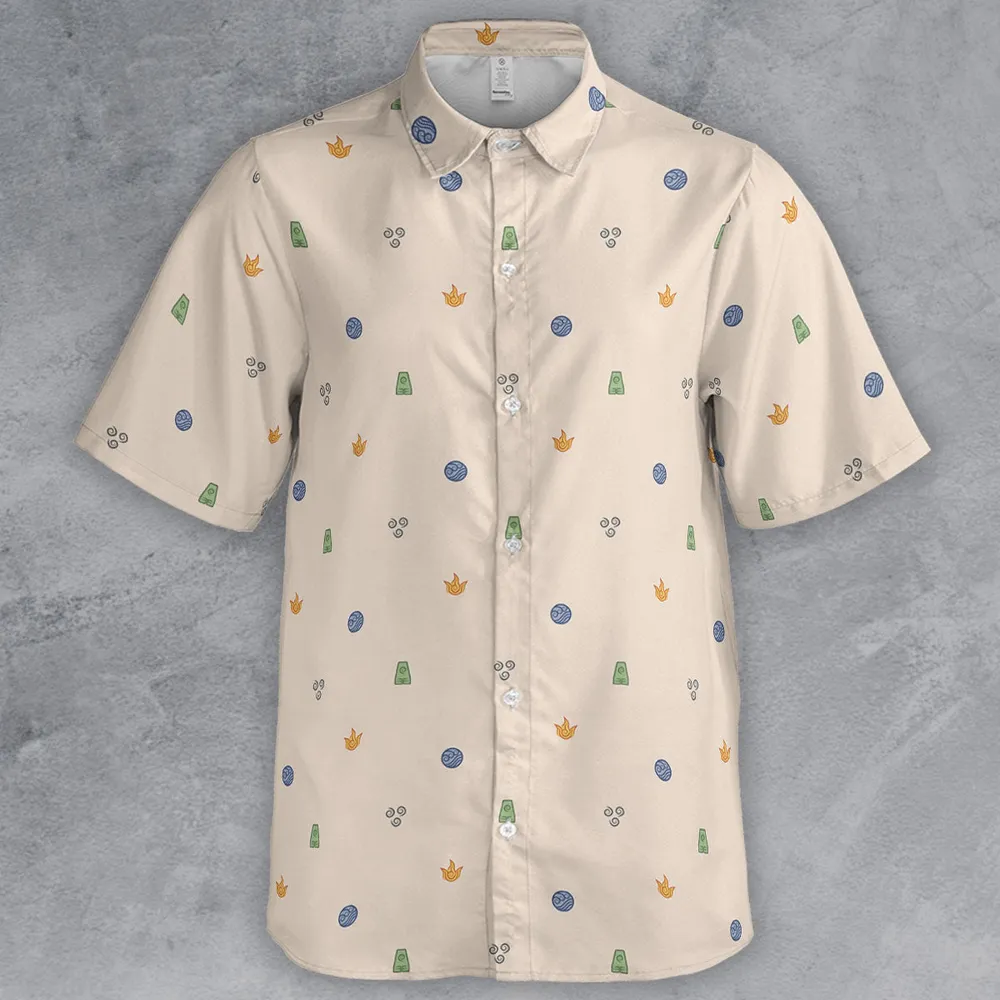 Avatar The Last Airbender Four Elements Pattern Button Down Shirt - 2