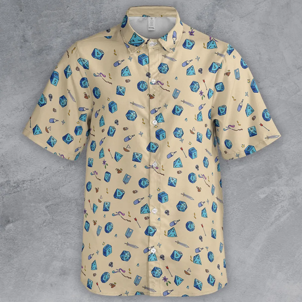 RPG DND Dices Pattern Button Down Shirt - 2