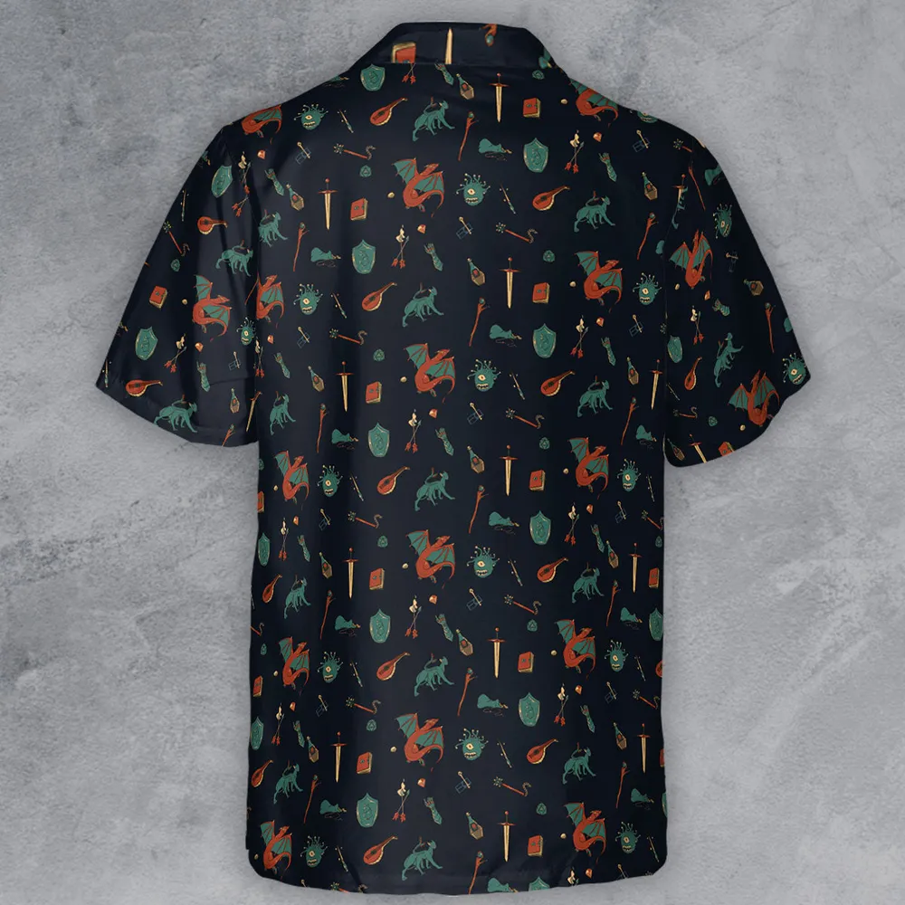 DnD Items and Monsters Pattern Button Down Shirt - 3