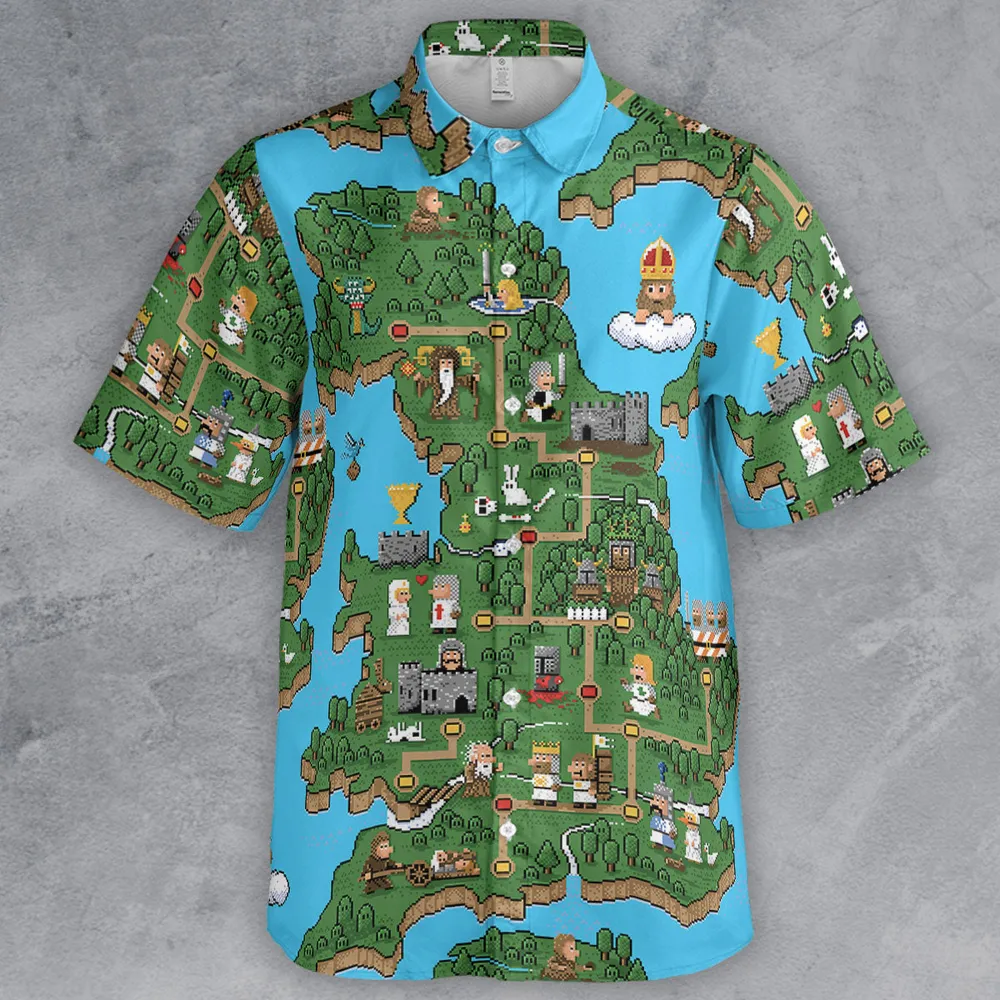 Pixel Art Python Monty Python Button Down Shirt - 2