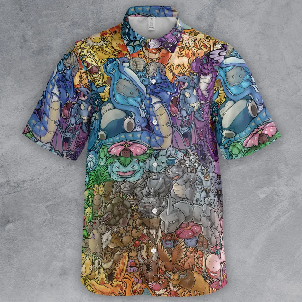 Rainbow Epic Pokemon Button Down Shirt - 2