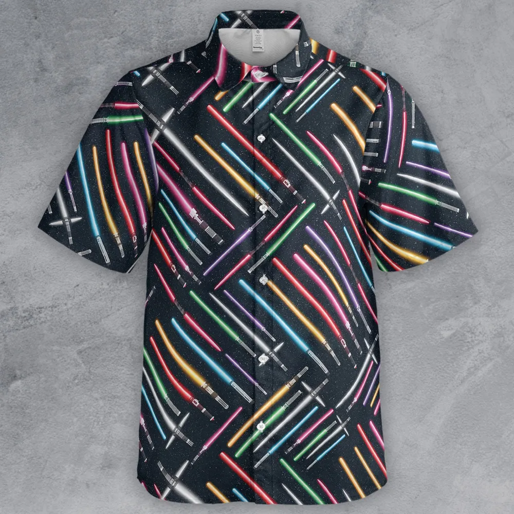 Lightsabers Star Wars Pattern Button Down Shirt - 2