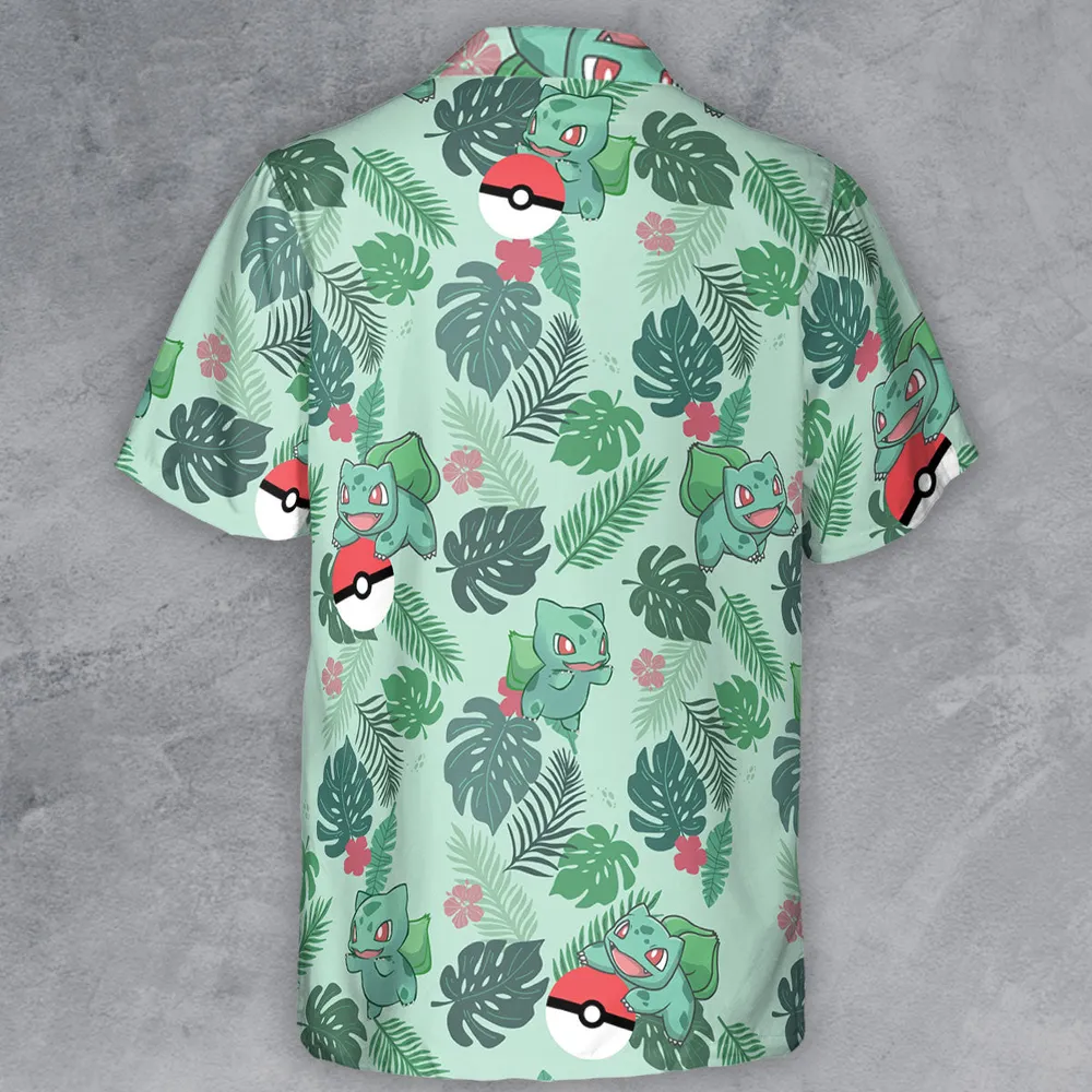 Bulbasaur Pokemon Pattern Button Down Shirt - 3