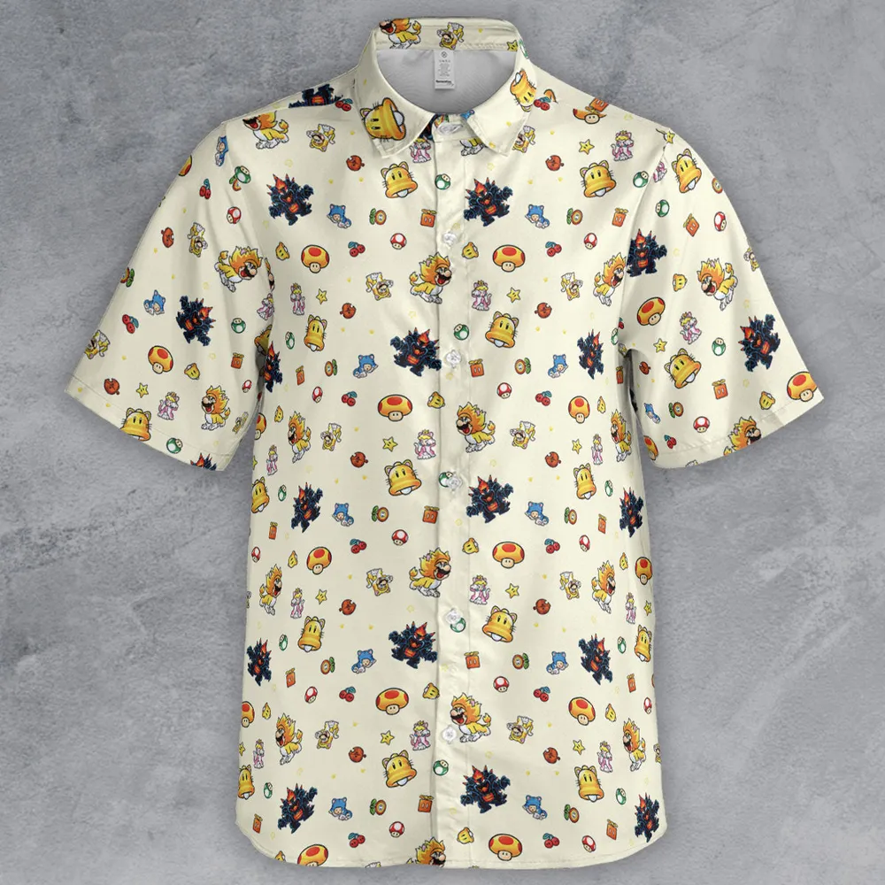 Super Mario Characters Pattern Button Down Shirt - 2