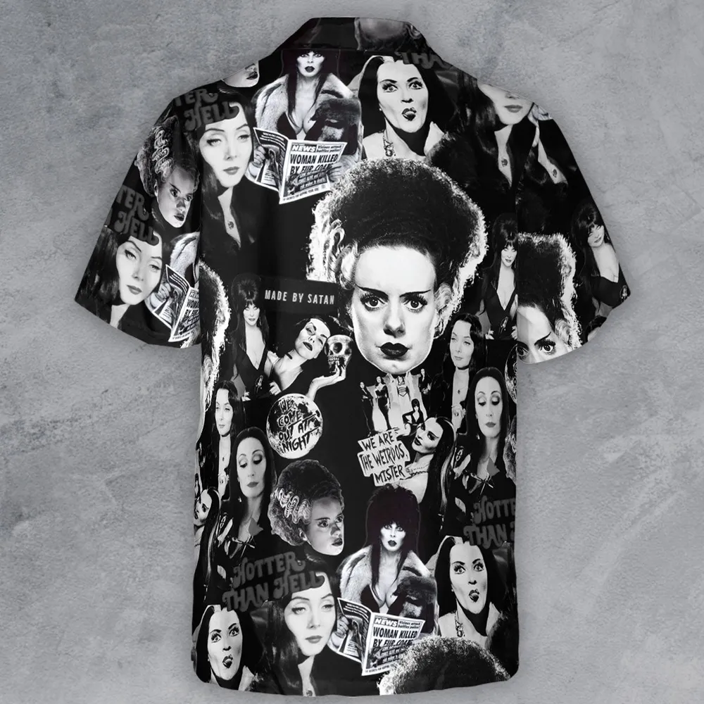 Horror Ladies Slay Collage Classic Horror Movies Button Down Shirt - 3