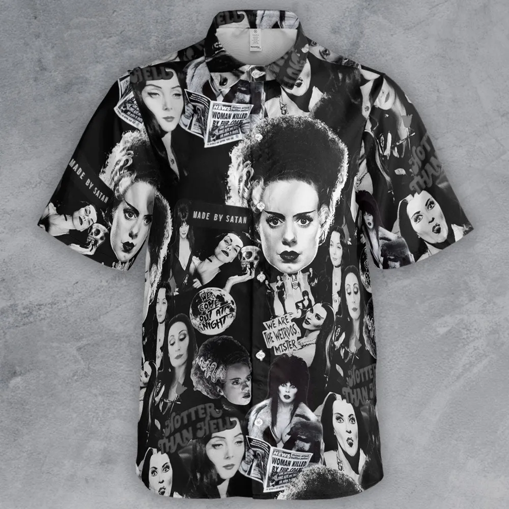 Horror Ladies Slay Collage Classic Horror Movies Button Down Shirt - 2