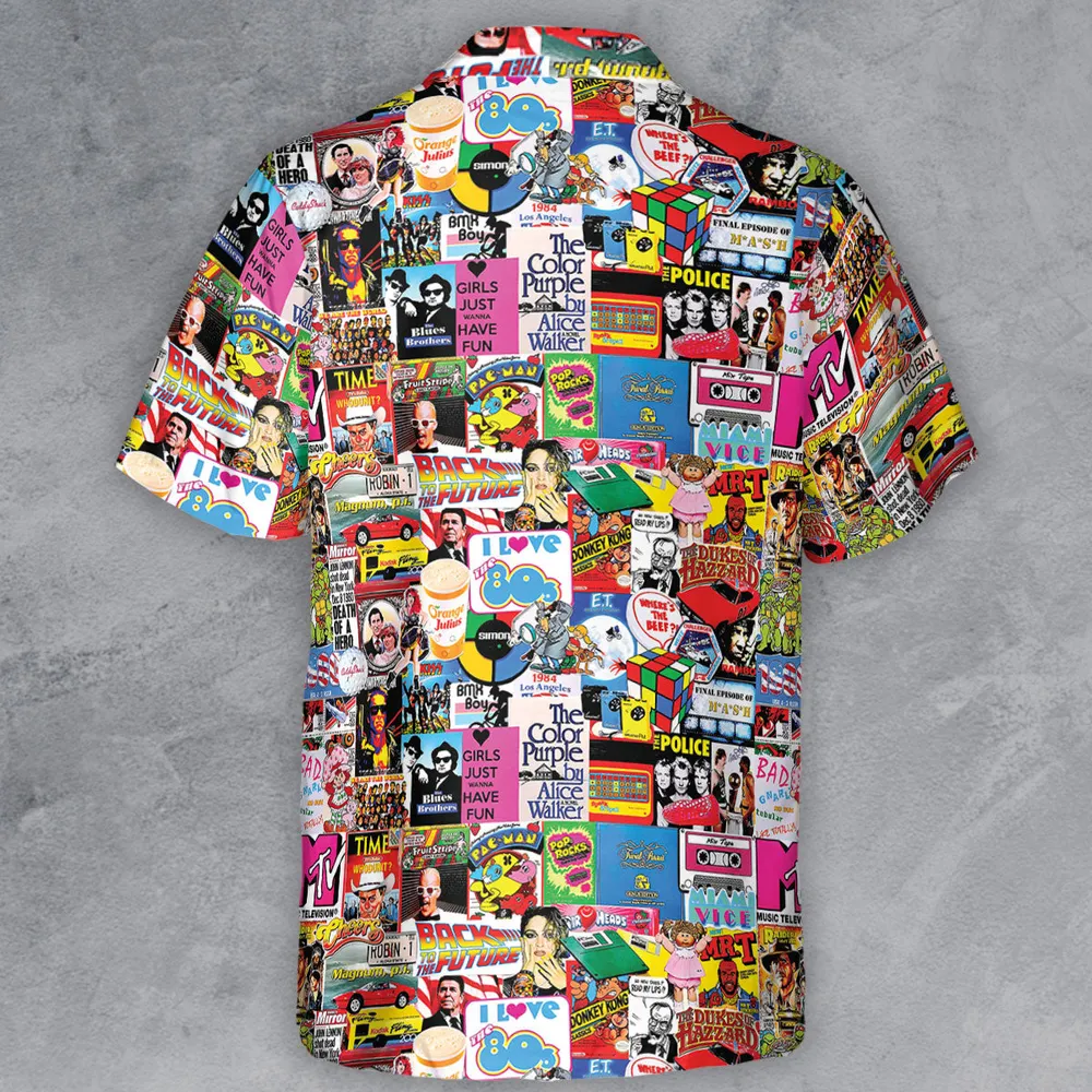 I heart 80s Collage Mr. T Back To the Future Pac-man Button Down Shirt - 3