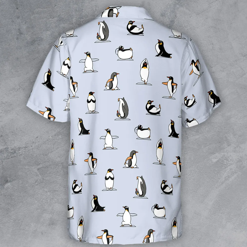 Penguin Yoga Pattern Button Down Shirt - 3