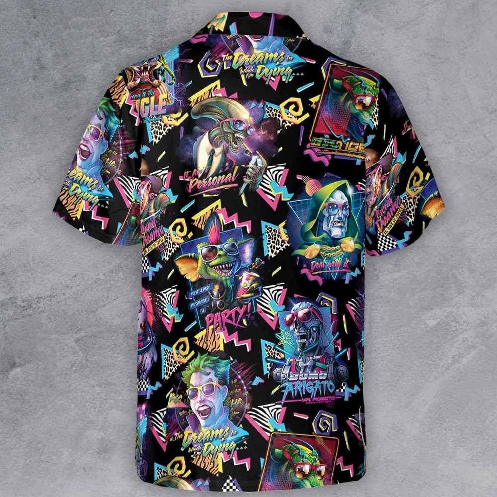 Retro Horror Characters Halloween Button Down Shirt - 3