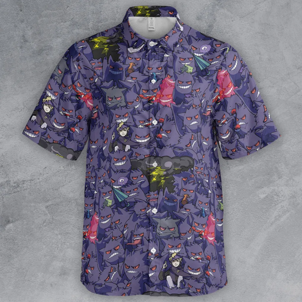 Gengars Pokemon Pattern Button Down Shirt - 2
