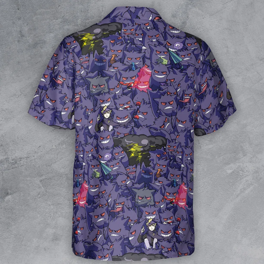 Gengars Pokemon Pattern Button Down Shirt - 3