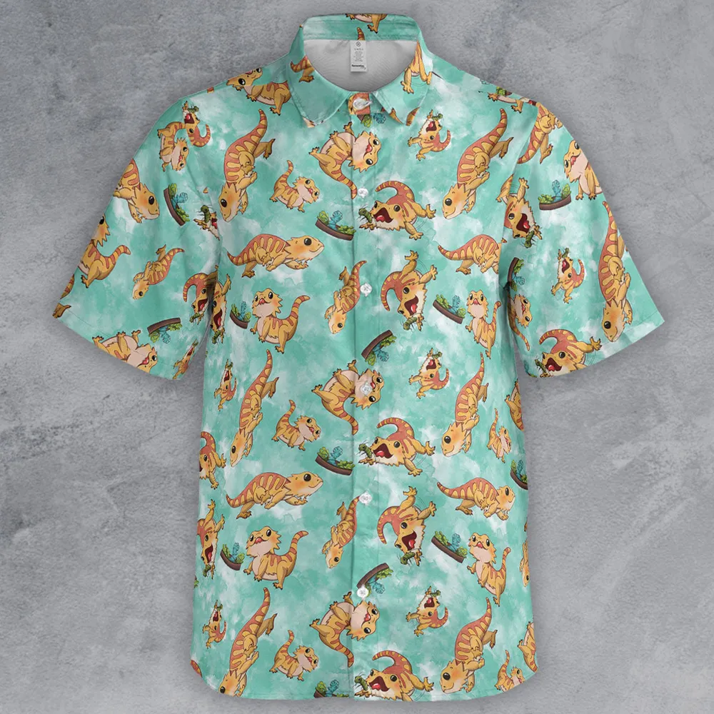 Bearded Dragon Pattern Button Down Shirt - 2