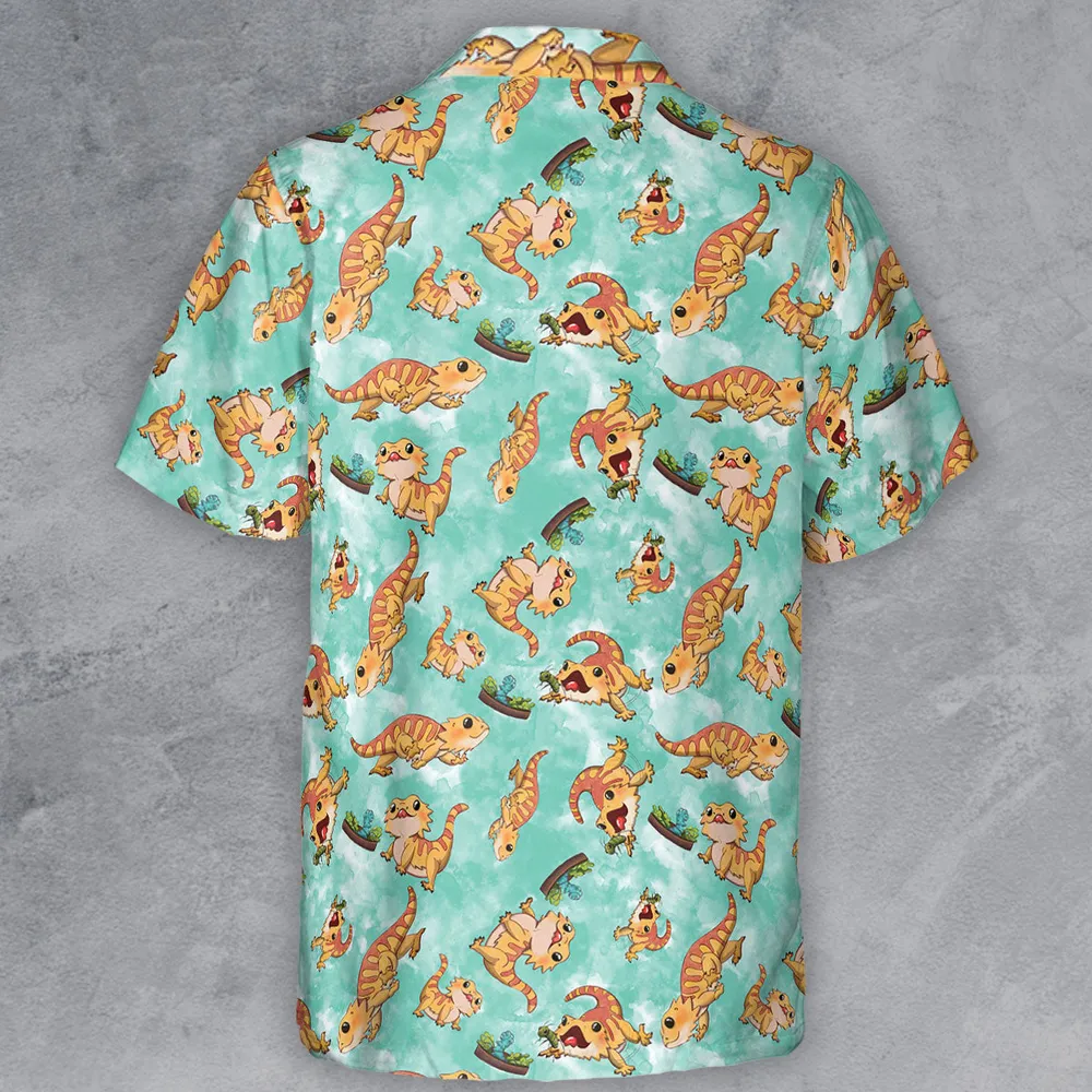 Bearded Dragon Pattern Button Down Shirt - 3