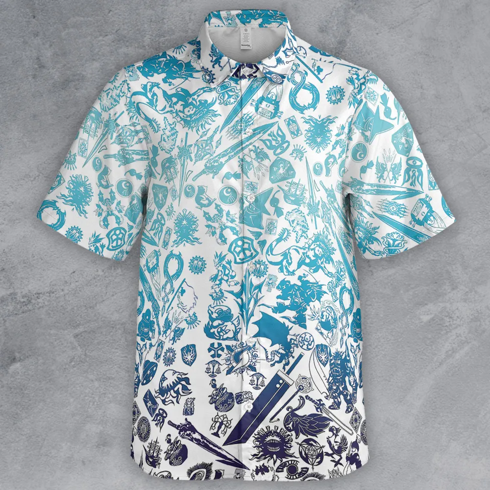 Blue Moggle Final Fantasy Button Down Shirt - 2