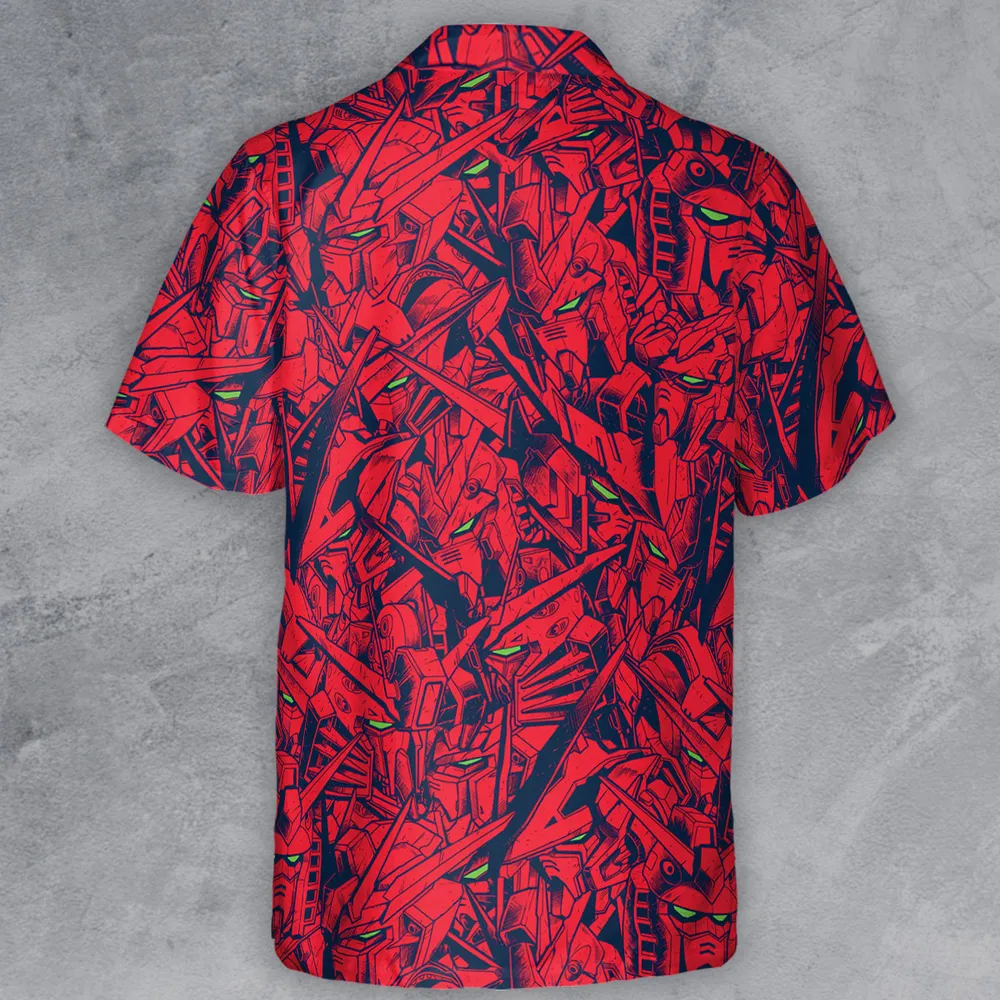 Gundam Camo Magenta Gundam Button Down Shirt - 3