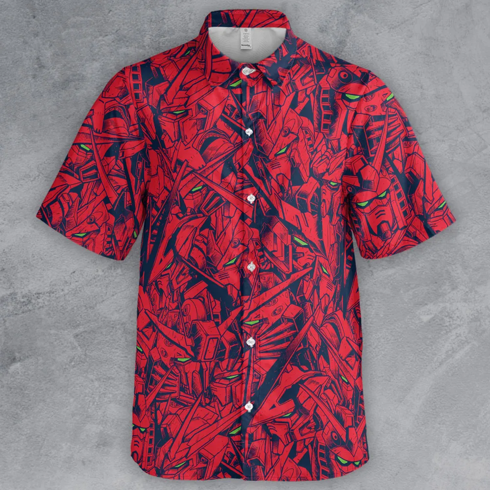 Gundam Camo Magenta Gundam Button Down Shirt - 2