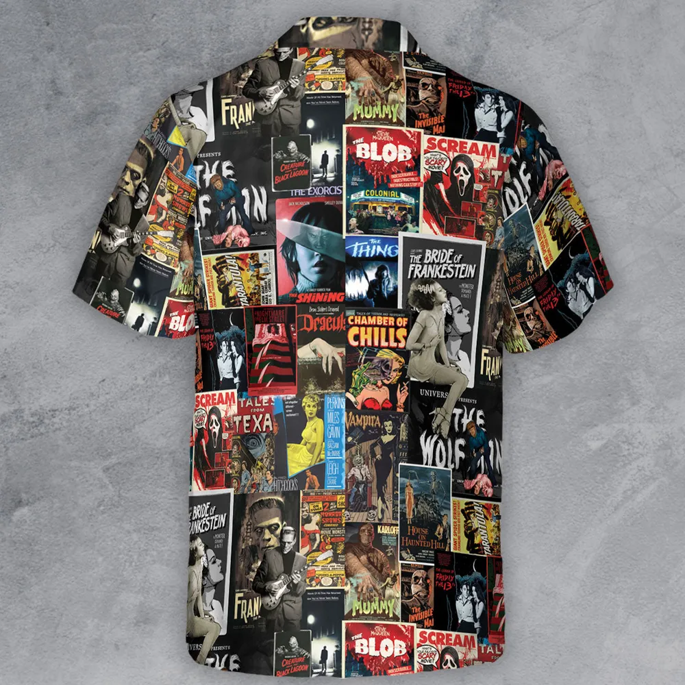 Classic Horror Movie Posters Monster Universal Scream Ghostface The Thing Button Down Shirt - 3