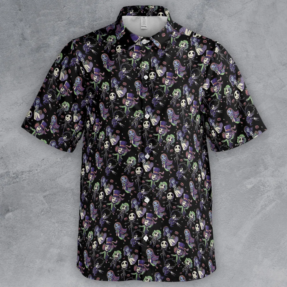 Buttons Characters Pattern Button Down Shirt - 2