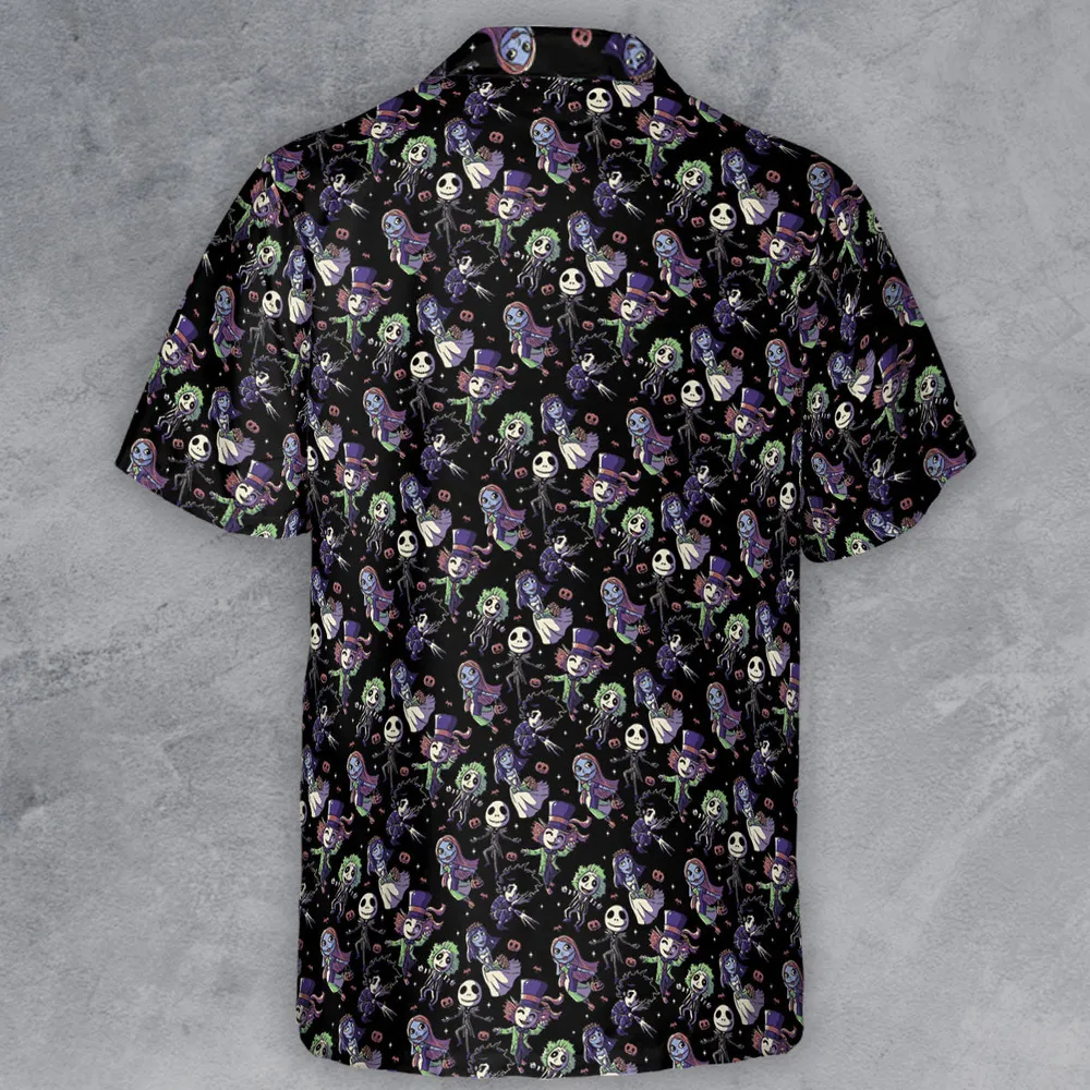 Buttons Characters Pattern Button Down Shirt - 3