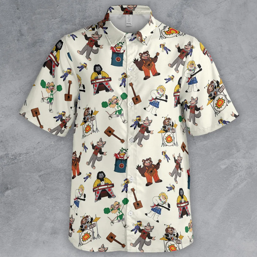 The Rock-afire Explosion Pattern Button Down Shirt - 2