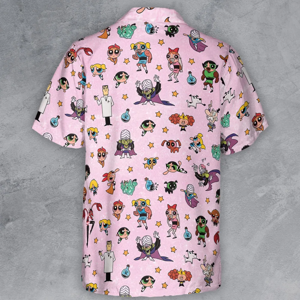 Power Puff Girls Characters Pattern Button Down Shirt - 3
