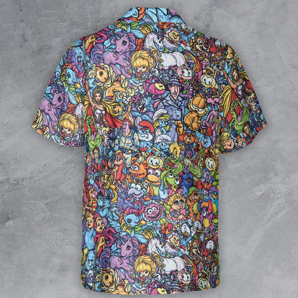 80s Throwback Cartoon Pattern Button Down Shirt - 3