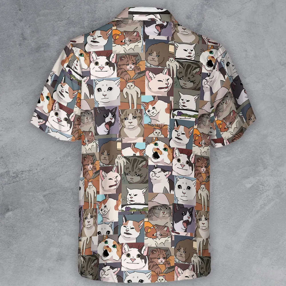 Funny Cat Internet Meme Button Down Shirt - 3