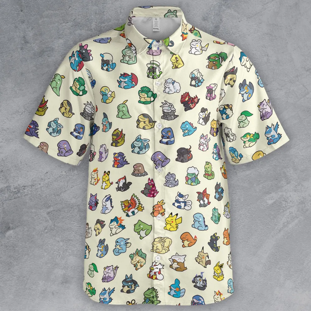 Pokemon In Substitute Style Button Down Shirt - 2