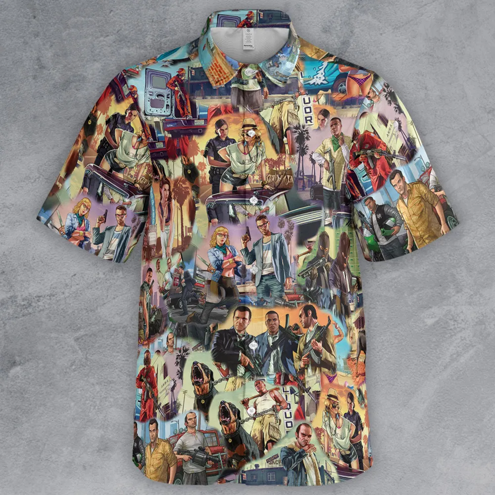 GTA Grand Theft Auto Scenes Button Down Shirt - 2