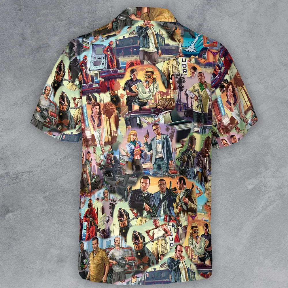 GTA Grand Theft Auto Scenes Button Down Shirt - 3