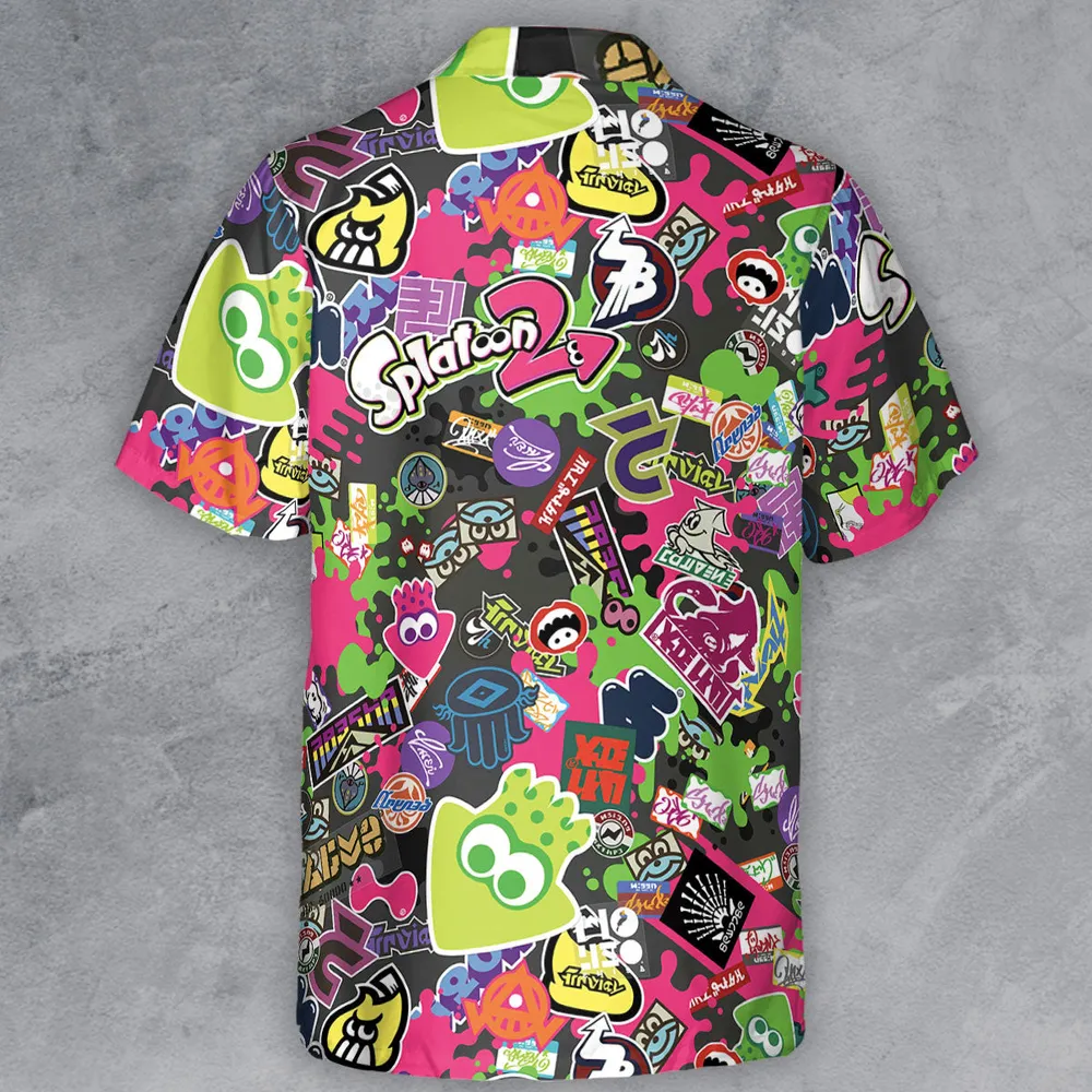 Splatoon Video Game Pattern Button Down Shirt - 3