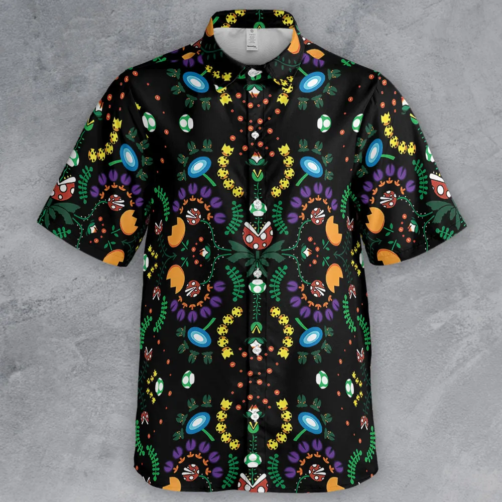 Mario Bros Piranha Plant Button Down Shirt - 2