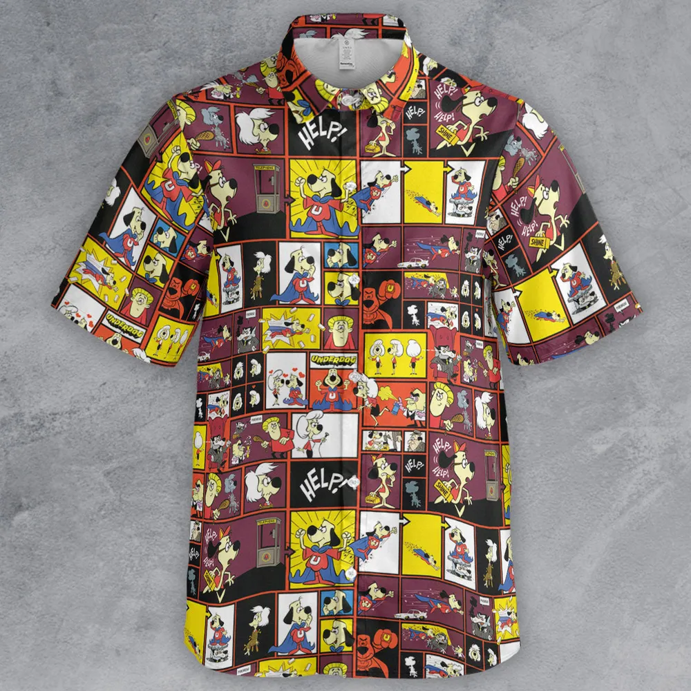 Underdog Cartoon Pattern Button Down Shirt - 2