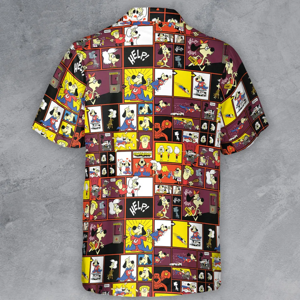 Underdog Cartoon Pattern Button Down Shirt - 3