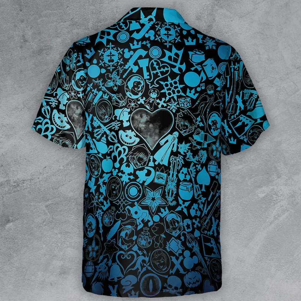 Blue Key Heart Kingdom Hearts Button Down Shirt - 3