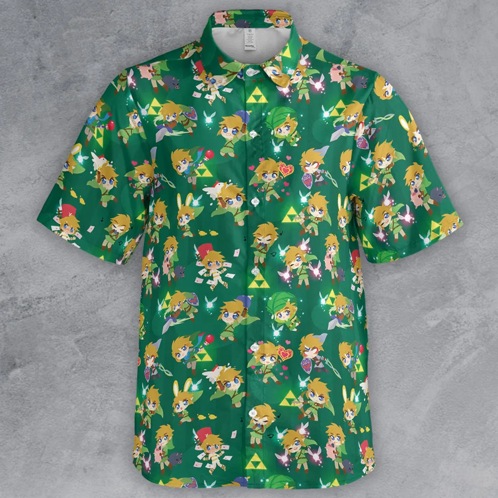 Cute Link Posing The Legend Of Zelda Button Down Shirt - 2