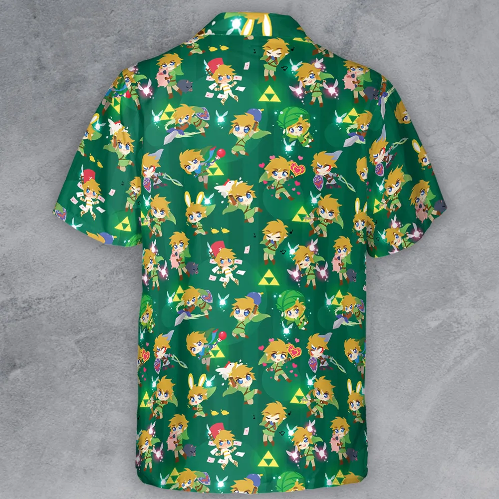 Cute Link Posing The Legend Of Zelda Button Down Shirt - 3