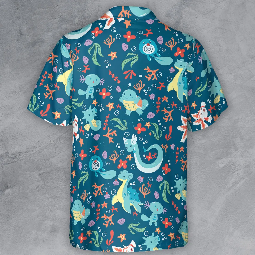 Water Pokemon Pattern Button Down Shirt - 3