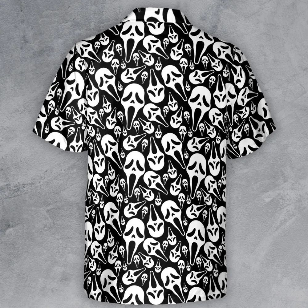 Ghostface Horror Movie Pattern Halloween Button Down Shirt - 3