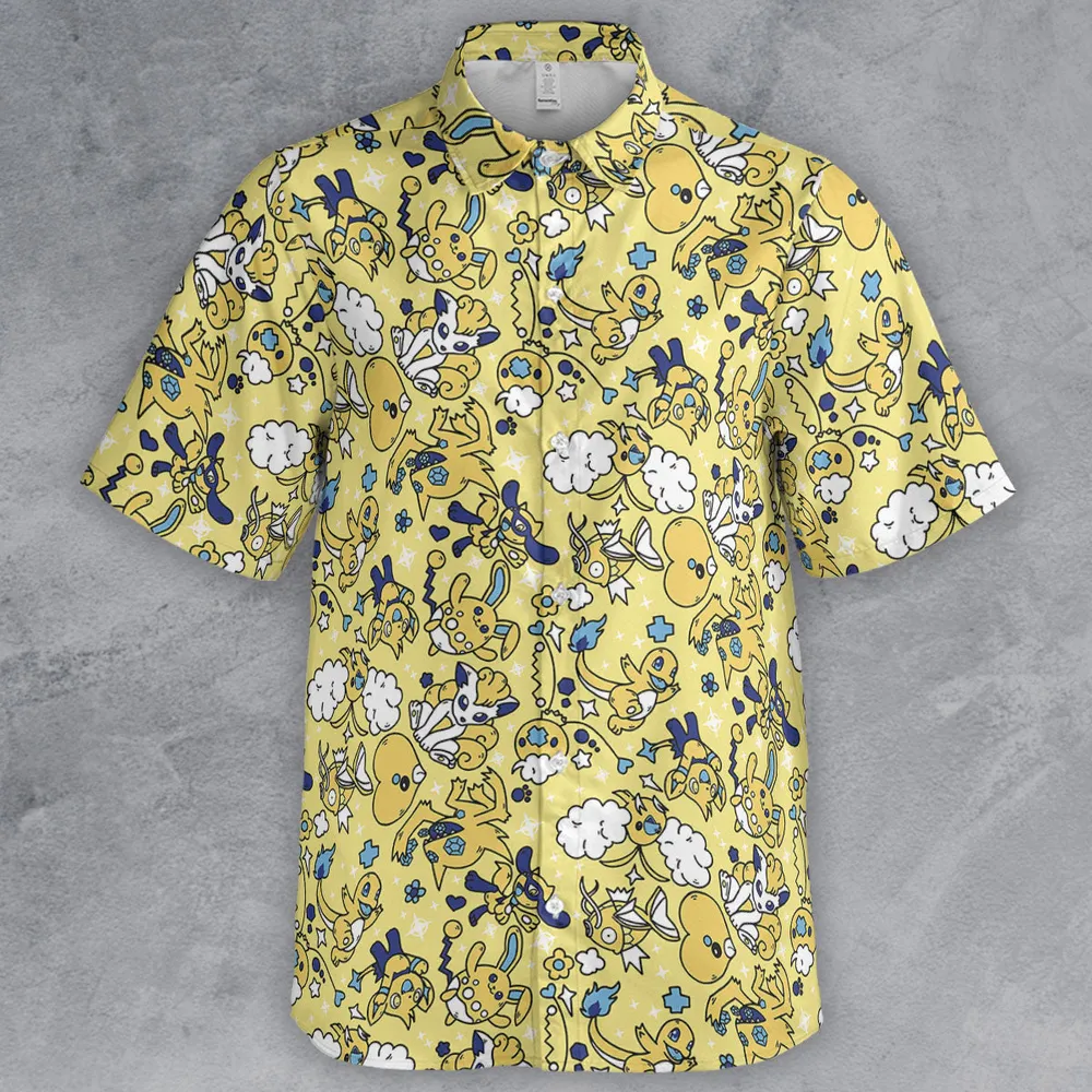 Shiny Magikarp Pokemon Pattern Button Down Shirt - 2