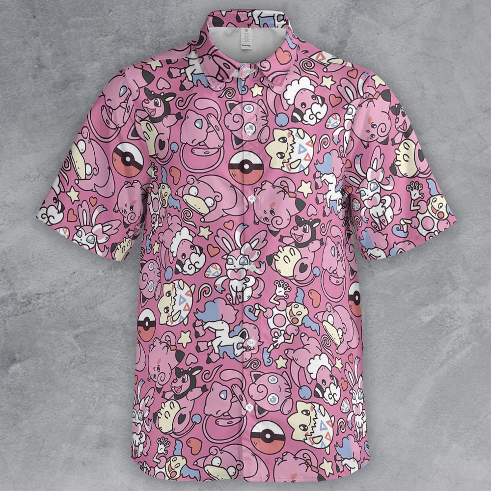 Fairy Pokemon Pattern Button Down Shirt - 2